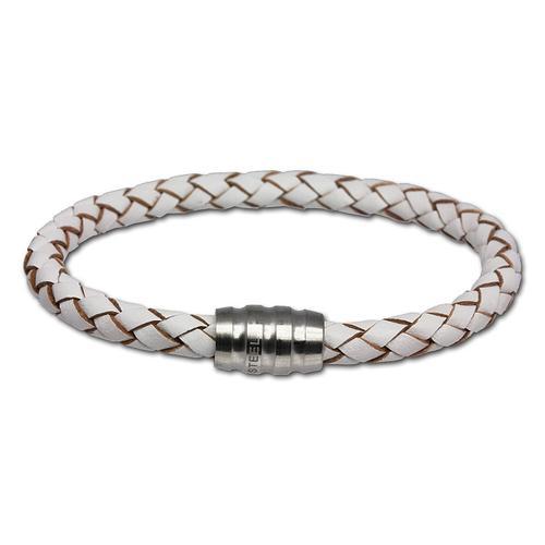 Bracelet Cuir Silberdream Blanc 22cm Avec Fermoir En Acier Inoxydab... on Productcaster.