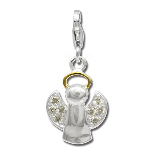 Silberdream Charm Argent Plaqué Or Pendentif Or Ange Zircone Fc813y on Productcaster.