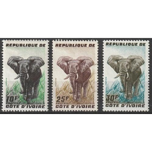 Timbres Cote D'ivoire 1959 Éléphants N° 117 Neuf** N°118 Oblitéré N... on Productcaster.