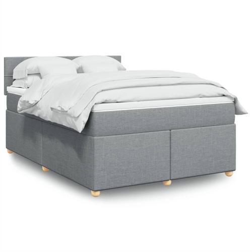 Vidaxl Sommier À Lattes De Lit Avec Matelas Gris Clair 140x190cm Ti... on Productcaster.