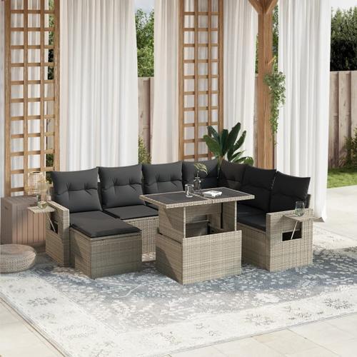 Vidaxl Salon De Jardin 8 Pcs Avec Coussins Gris Clair Résine Tressée on Productcaster.