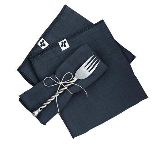 3 Serviettes De Table En Gaze De Coton Bleu Marine on Productcaster.