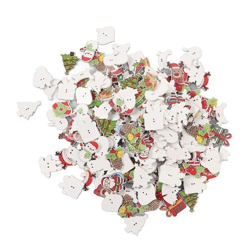 Christmas Wooden Buttons Mixed Styles Decorative Assorted Christmas... on Productcaster.