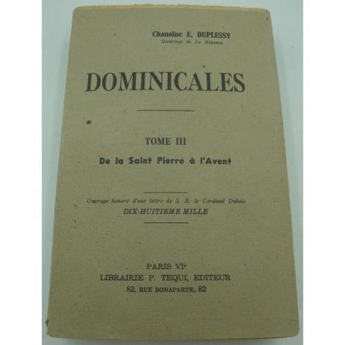 E. Duplessy Dominicales T3 De La Saint Pierre À L'avent 1920 Librai... on Productcaster.