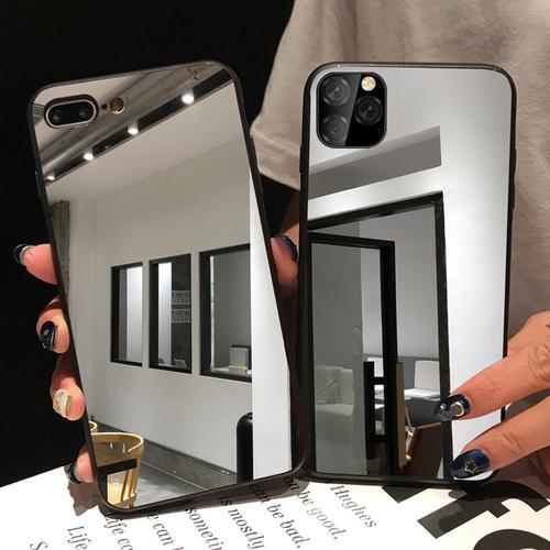 Coque De Telephone A Bord Noir Avec Miroir, Etui De Protection En T... on Productcaster.