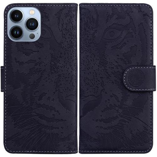 Flip Étui Pour Iphone 14 Pro Tigre Mignon En Relief Portefeuille En... on Productcaster.