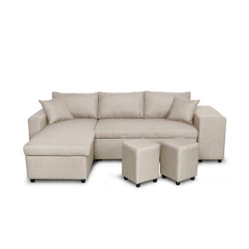 Canapé D'angle Oslo Convertible Avec Coffre Et Poufs En Tissu - Bei... on Productcaster.