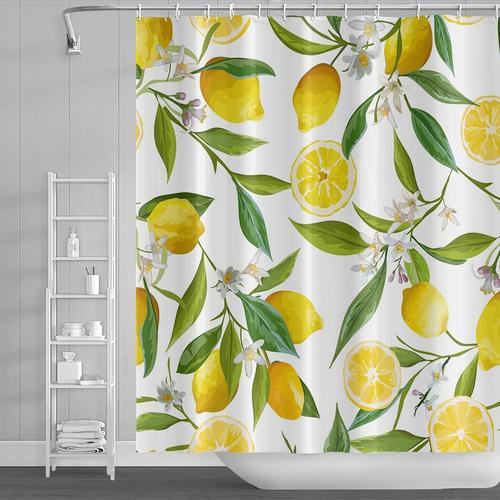 175x178cm Citronnier Jaune Fleur Rideau de Douche Feuilles Vertes d... on Productcaster.