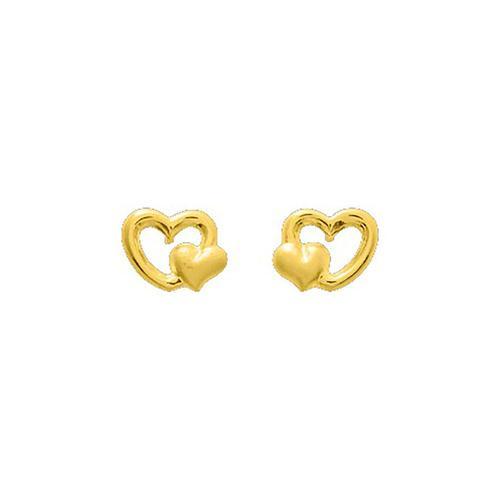 Boucles D'oreilles Enfant - Or 18 Carats - Coeur on Productcaster.