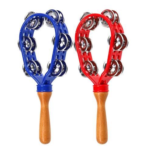 2 Pack Double Row Metal Jingles Hand Held Tambourine, Hand Percussi... on Productcaster.