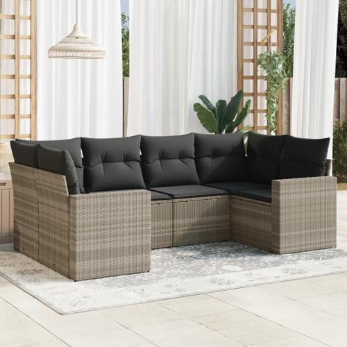 Vidaxl Salon De Jardin 6 Pcs Avec Coussins Gris Clair Résine Tressée on Productcaster.