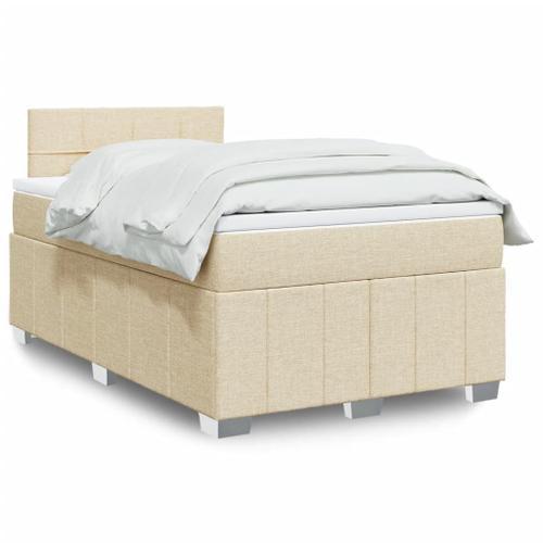 Vidaxl Sommier À Lattes De Lit Avec Matelas Crème 120x200 Cm Tissu on Productcaster.