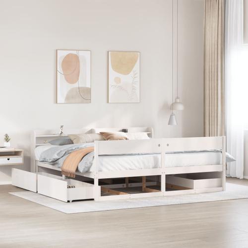 Vidaxl Cadre De Lit Sans Matelas Blanc 180x200 Cm Bois Massif De Pin on Productcaster.