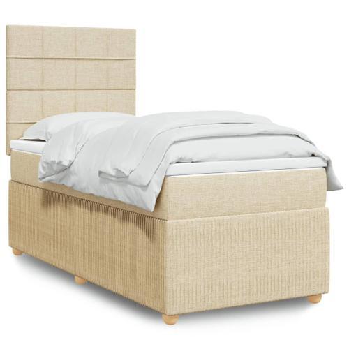 Vidaxl Sommier À Lattes De Lit Avec Matelas Crème 90x200 Cm Tissu on Productcaster.