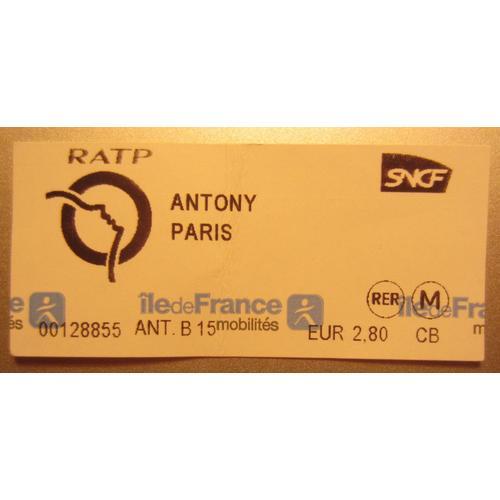 Ticket Métro Rer Ratp Sncf Anthony Paris Ile De France Mobilité Com... on Productcaster.