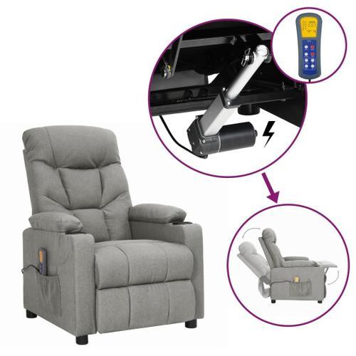 Vidaxl Fauteuil Releveur Inclinable De Massage Gris Clair Tissu on Productcaster.