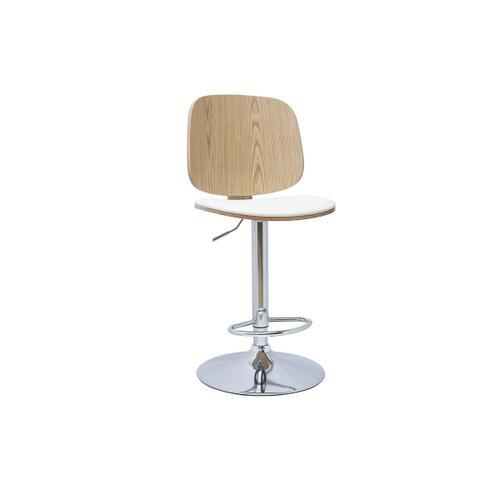 Tabouret De Bar Ajustable Design Blanc Et Bois Clair Beck on Productcaster.