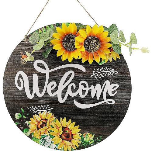 Sunflower Welcome Sign Wreaths for Front Door,Hanging Rustic Front ... on Productcaster.