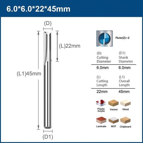 6x22x45 2pcs XCAN fraises CNC en carbure à 2 cannelures, tige de ... on Productcaster.