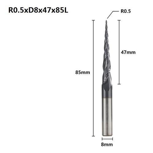 R0.5xD8x47x85L Fraise à bout conique en carbure de tungstène R0.25-... on Productcaster.