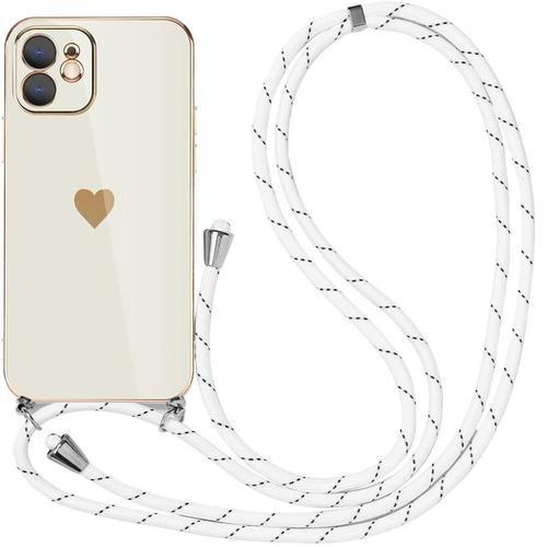 Coque Bandoulière Pour Iphone 12 (6,1'') Blanc Souple Tpu Antichoc ... on Productcaster.