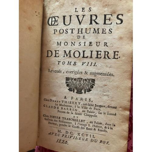 Les Oeuvres Posthumes De Monsieur De Moliere Tome Viii 1697 on Productcaster.