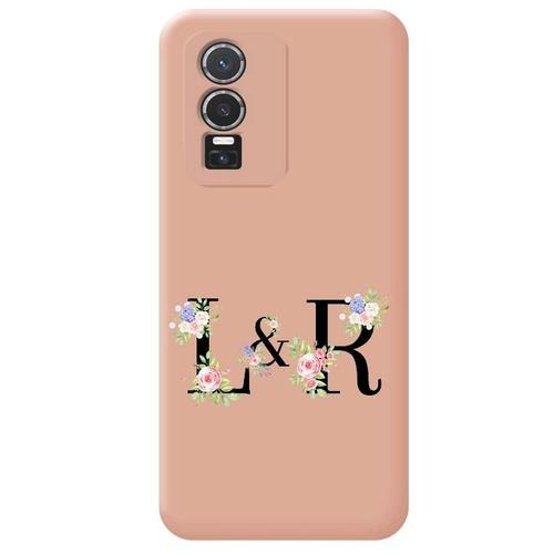 Coque Rose Vivo Y76 Avec Vos Initiales Personnalisees Et Fleur on Productcaster.