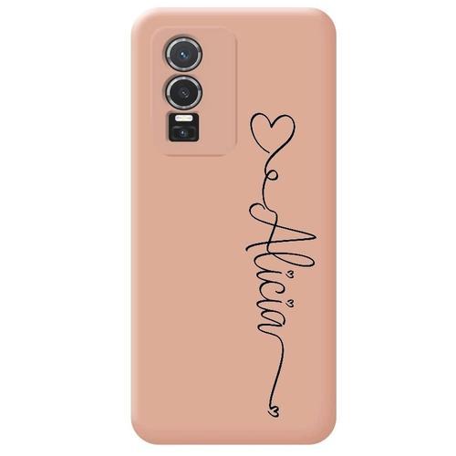 Coque Rose Vivo Y76 Avec Votre Prenom Police 18 Coeur on Productcaster.