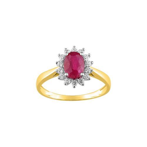 Bague Femme - Rubis Et Oxyde De Zirconium - Or 18 Carats on Productcaster.