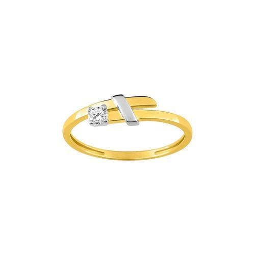 Bague Femme - Bicolore - Oxyde De Zirconium - Or 9 Carats on Productcaster.