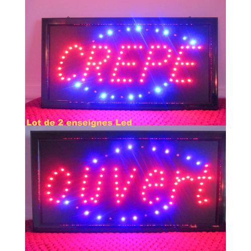 Lot De 2 Enseignes Led Crepe + Ouvert Panneau Lumineux on Productcaster.