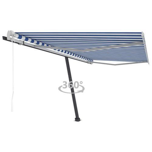 Hot-Vente Auvent Automatique Sur Pied 450x350 Cm Bleu/Blanc-921681 on Productcaster.