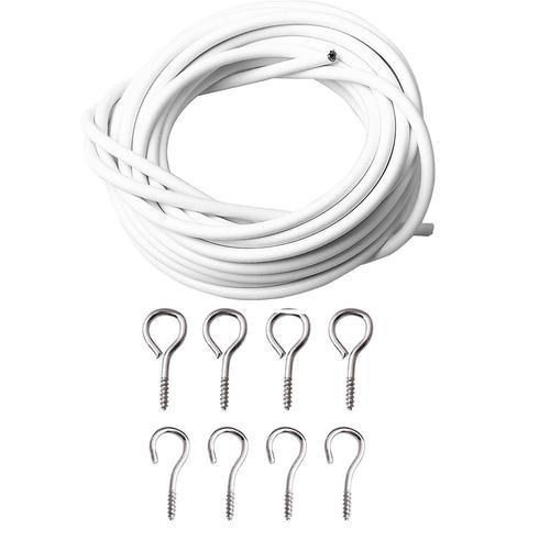 Curtain Wire and Hooks Set, 3 Meters Net Curtain Wirewith 8Pcs Scre... on Productcaster.