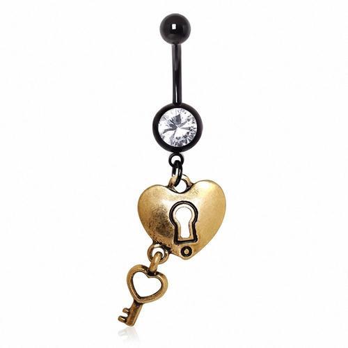 Piercing Nombril Coeur Clef Doré on Productcaster.