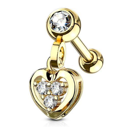 Piercing Oreille Cartilage Pendentif Coeur Gemmes Plaqué Or on Productcaster.