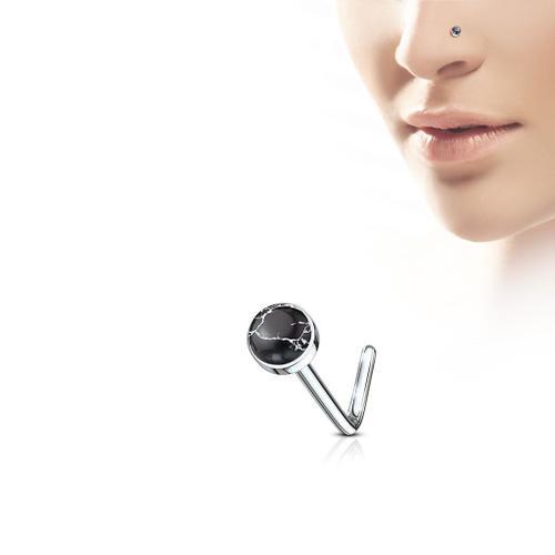 Piercing Nez Tige En L Pierre Agate Noire on Productcaster.