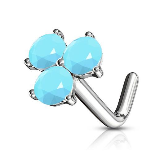 Piercing Nez Tige En L Trois Cristaux Turquoises on Productcaster.