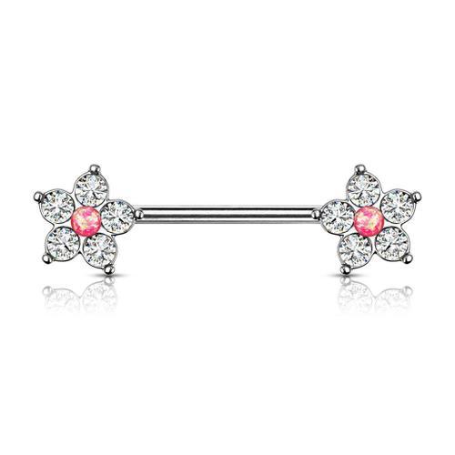 Piercing Téton Fleur Opaline Rose on Productcaster.