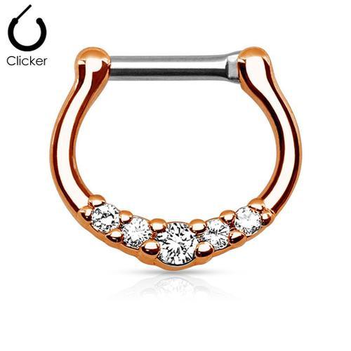 Piercing Septum Acier Rosé Cinq Strass on Productcaster.