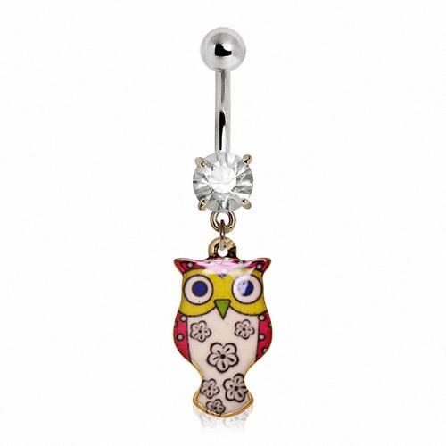 Piercing Nombril Pendentif Hibou Fleurs on Productcaster.