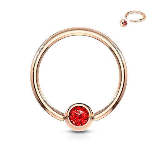 Piercing Oreille Anneau Captif Or Rosé Cristal Rouge on Productcaster.