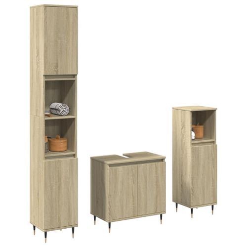 Vidaxl Ensemble De Meubles De Salle De Bain 3 Pcs Chêne Sonoma on Productcaster.