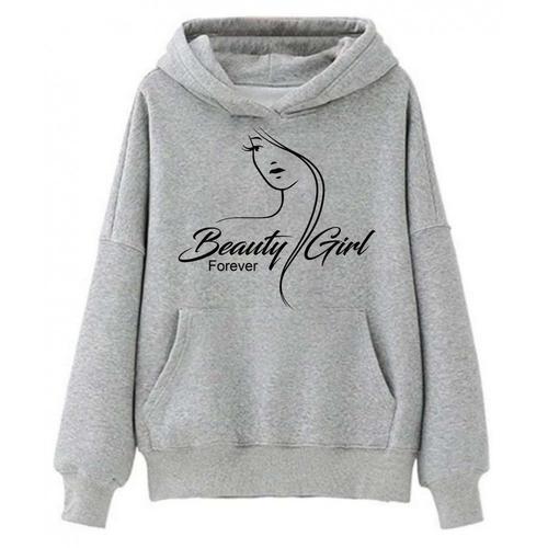 Sweat À Capuche Enfant Beauty Girl Gris on Productcaster.