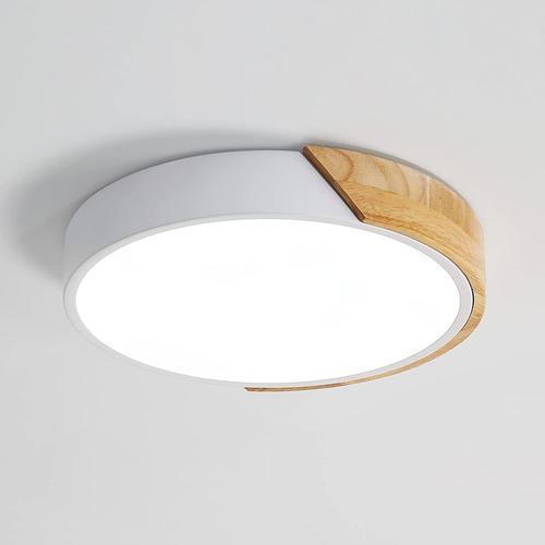 Led Plafonnier Bois Rond 24w, Intérieur Luminaires Plafonnier 6000k... on Productcaster.