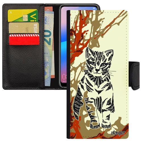 Coque A73 Portefeuille Chat Azteque Chaton Art Tigré Peinture Migno... on Productcaster.