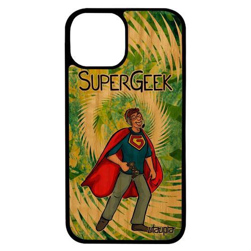 Coque Iphone 13 Pro Max Bois Naturel Silicone Super Geek Bd Nerd Dr... on Productcaster.