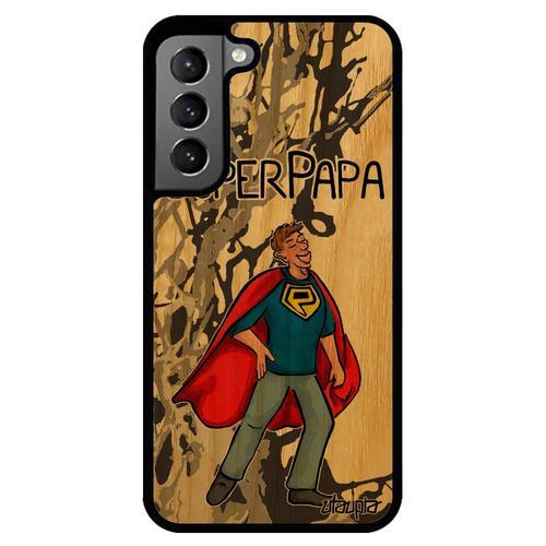 Coque Silicone S22+ Plus Bois Super Papa Père Drole Texte Dessin Co... on Productcaster.