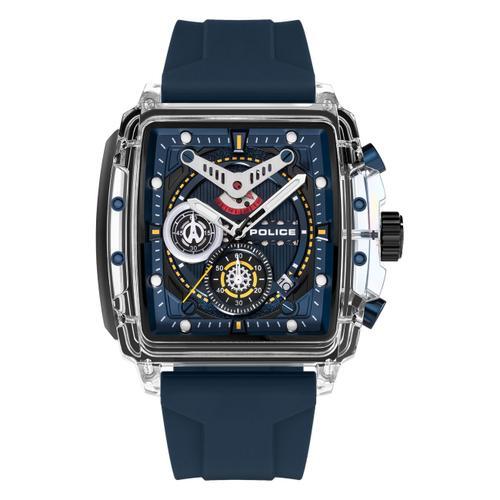 Montre Homme Police Silicone Bleu Foncé Montre-Bracelet Police Clou... on Productcaster.