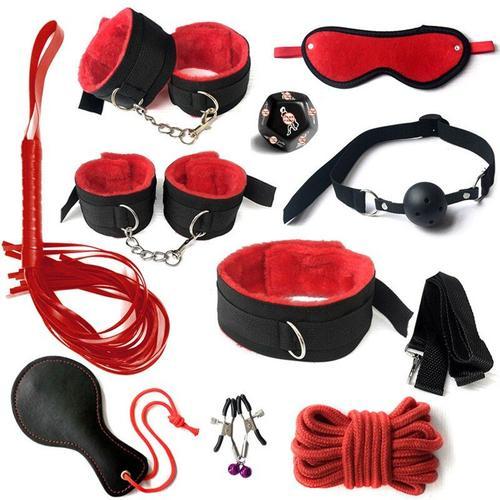 Ensemble De Bondage Bdsm, Menottes En Peluche Sexy, Fouet En Cuir, ... on Productcaster.