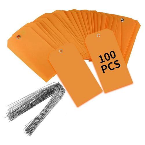 100 Pieces 4 3/4inch X 2 3/8inch Plastic Shipping Tags With Wires B... on Productcaster.